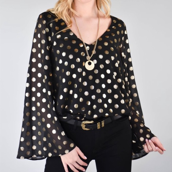 show me your mumu // metallic polka dot flowy top - Picture 2 of 7